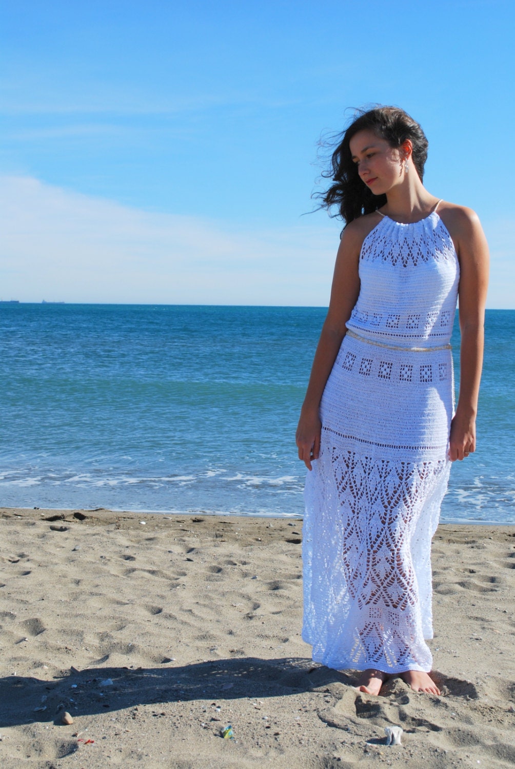 Beach wedding dress White crochet maxi dress by SexyCrochetByOlga