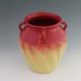 Yellow and Red Stoneware Vase