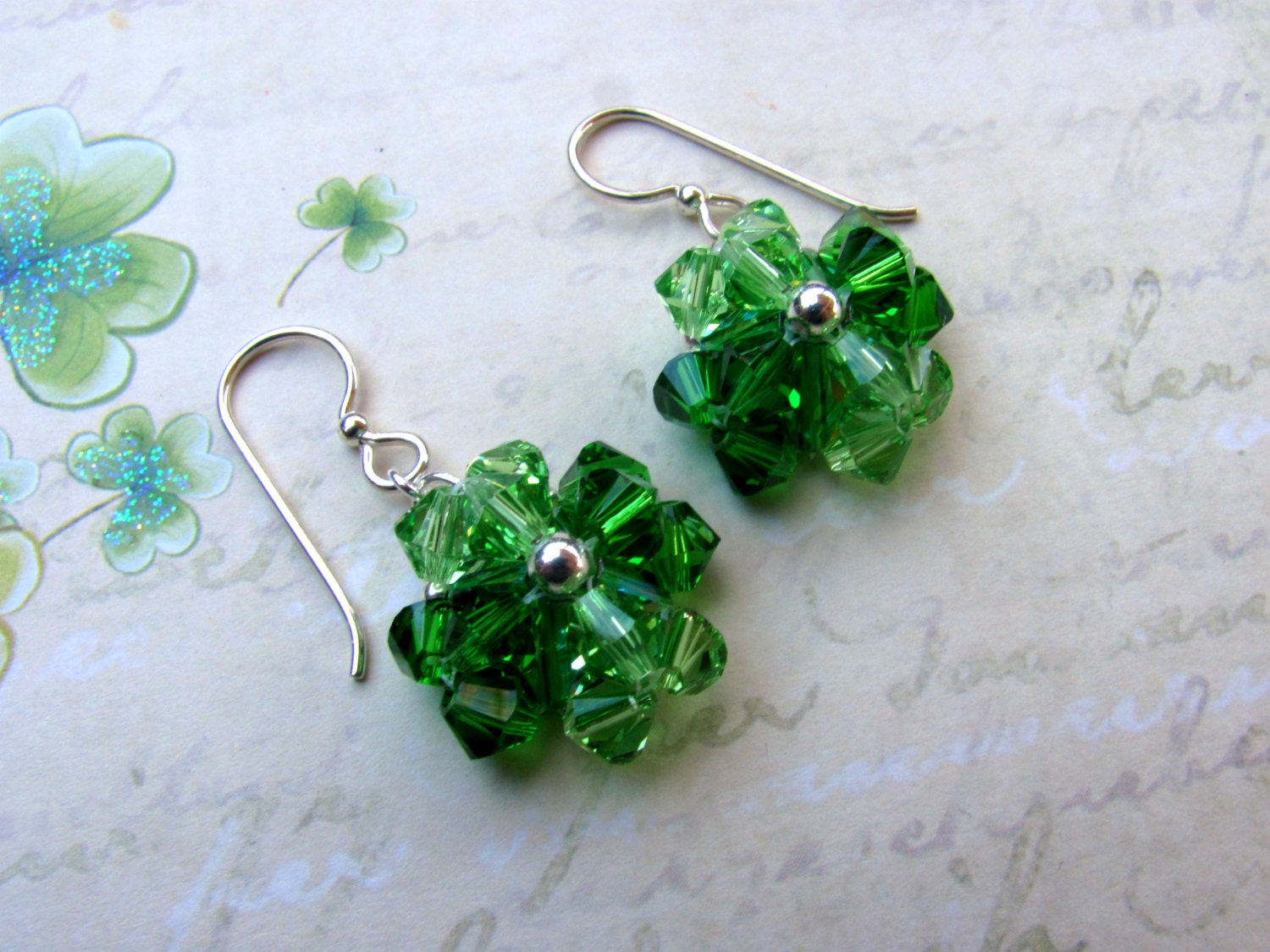 Crystal Clover Earrings Swarovski Crystals Shamrock 3101