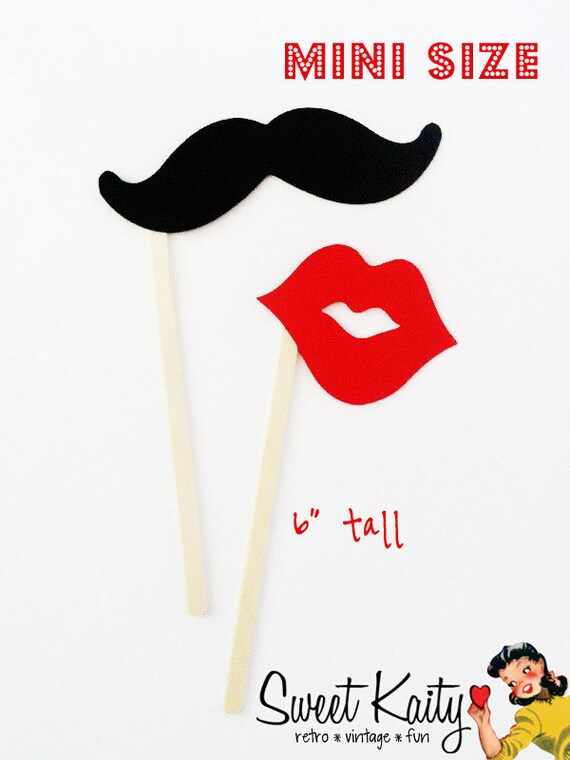 12 Gender Reveal Photo Booth Props - Black Mustaches and Red Lips on a Mini Stick - Kid Friendly - Gender Reveal Party Favors Il_570xn