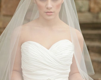 Wedding Veil, Circle Veil, Drop Veil, Elbow Length Veil with Blusher, Bridal Veil - Corrine Style 8613