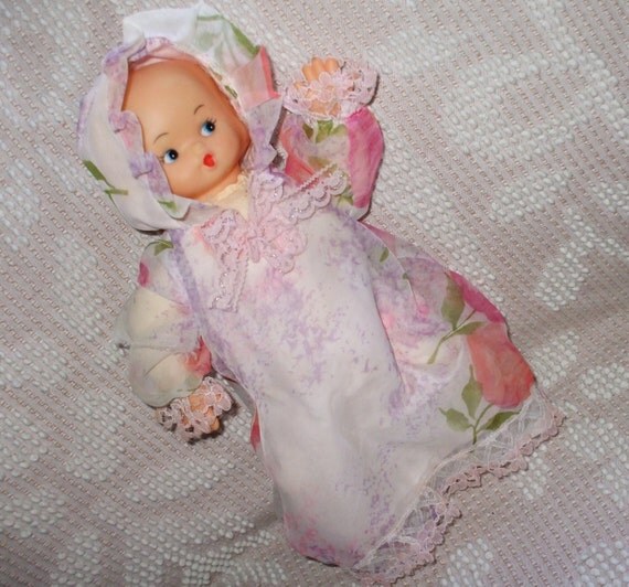 Vintage Baby Doll with 3 Faces Rotating Head Cloth and