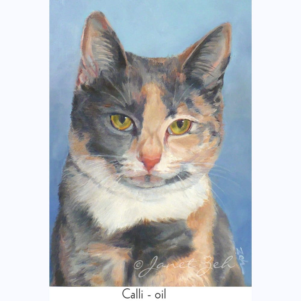 5x7 Custom Cat Portrait from Photos Watercolor or Oil Pet