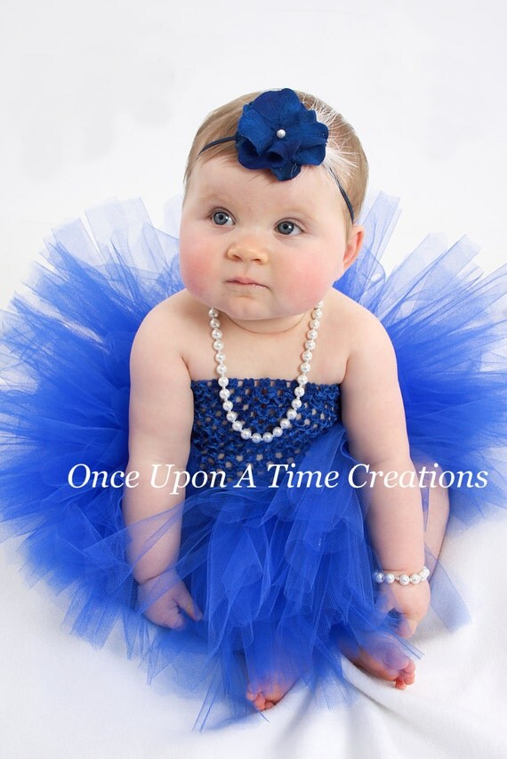 Winter Royal Blue Tutu or Dress Newborn Baby 3 6 9 12 18 24