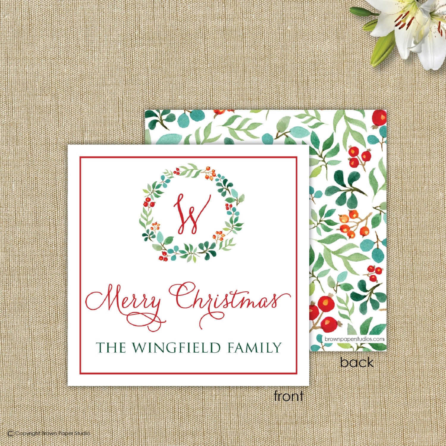 Gift enclosure cards with envelopes. Christmas Enclosure Card.