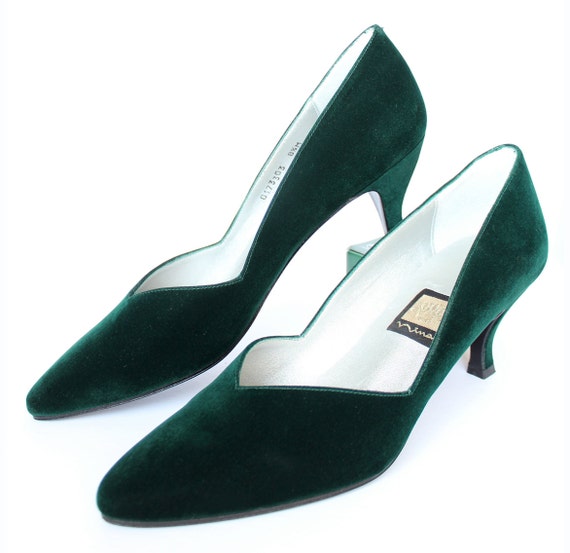 Shoes NINA Forest Green Velvet pumps high heels by