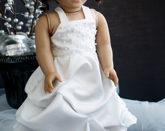 Doll clothes for 18" American girl doll, American Girl Wedding, American Girl Doll Clothes, Satin Flower Girl Dress, Wedding Dress for Doll