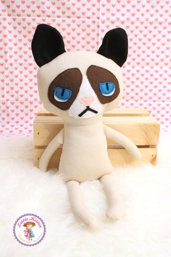 Grumpy Cat Snowshoe Siamese Rag Doll Cat Plush Ready To Ship