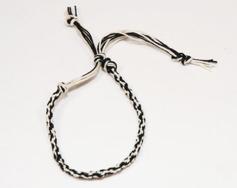 Hemp Mens Bracelet Kumihimo Eco Friendly Black & White Mans Jewelry