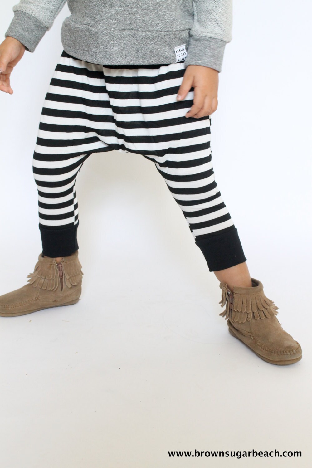 black and white striped harem pants