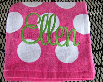 Monogrammed Beach Towel, Monogram Beach Towel, Polka Dot Beach Towel, Monogrammed Towel, Bridesmaids Gift, Teachers Gift, Beach Towel, Gift