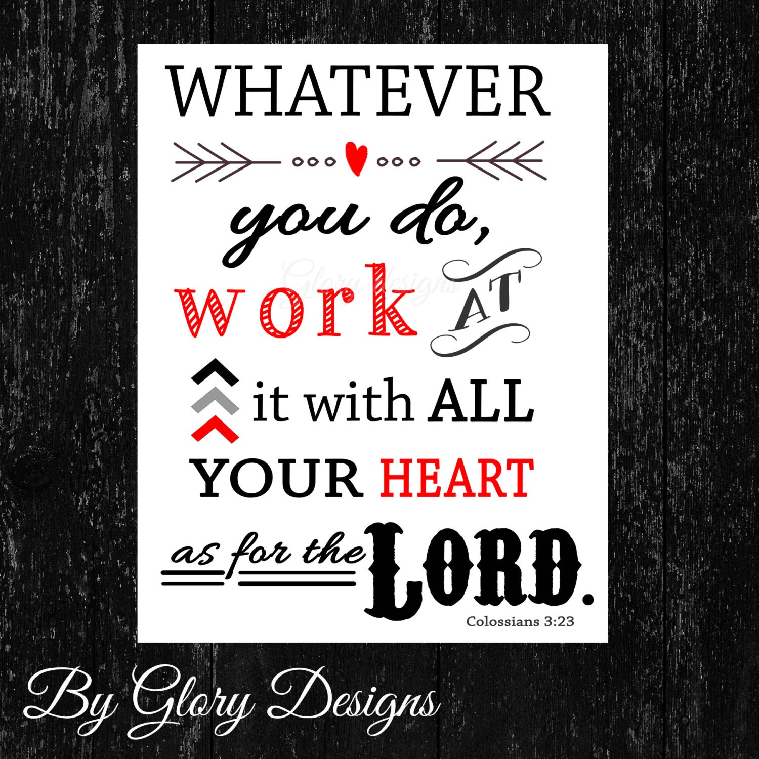 Scripture Art Bible Verse Colossians 3 23 Diy By Glorydesigns