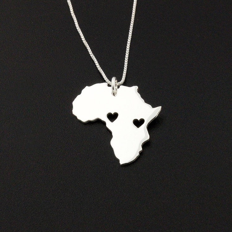 Africa necklace sterling silver Africa Shape necklace with