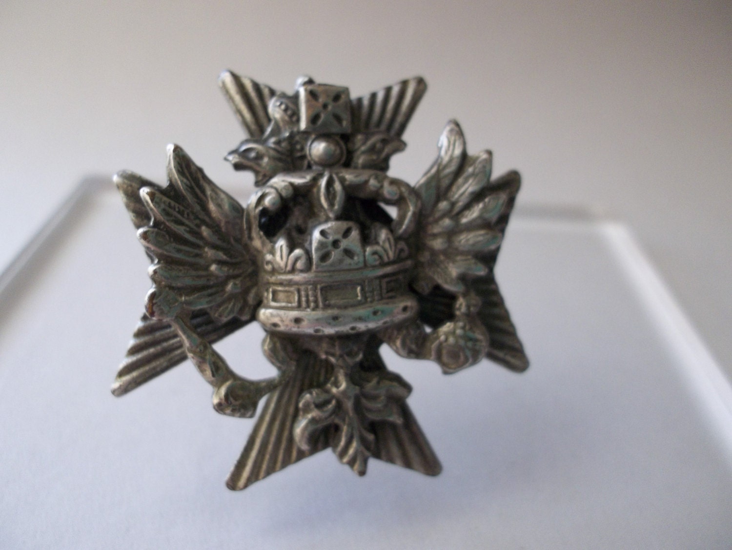CORO Crown & Eagles Crest Maltese Cross Pin Brooch/ Unisex