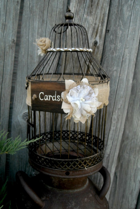 Wedding Bird Cage Card Holder Rustic Card by