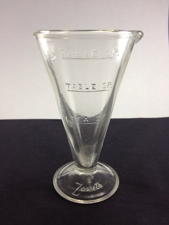 Vintage Zonite Glass 2 Tablespoon Medicine Measuring Cup