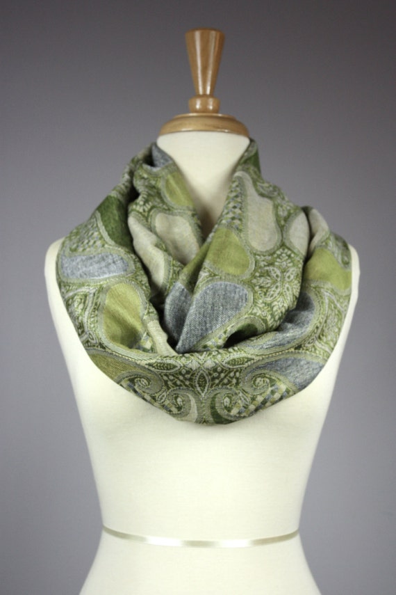 Large paisley Infinity Scarf Pashmina / silk by ScarfObsession