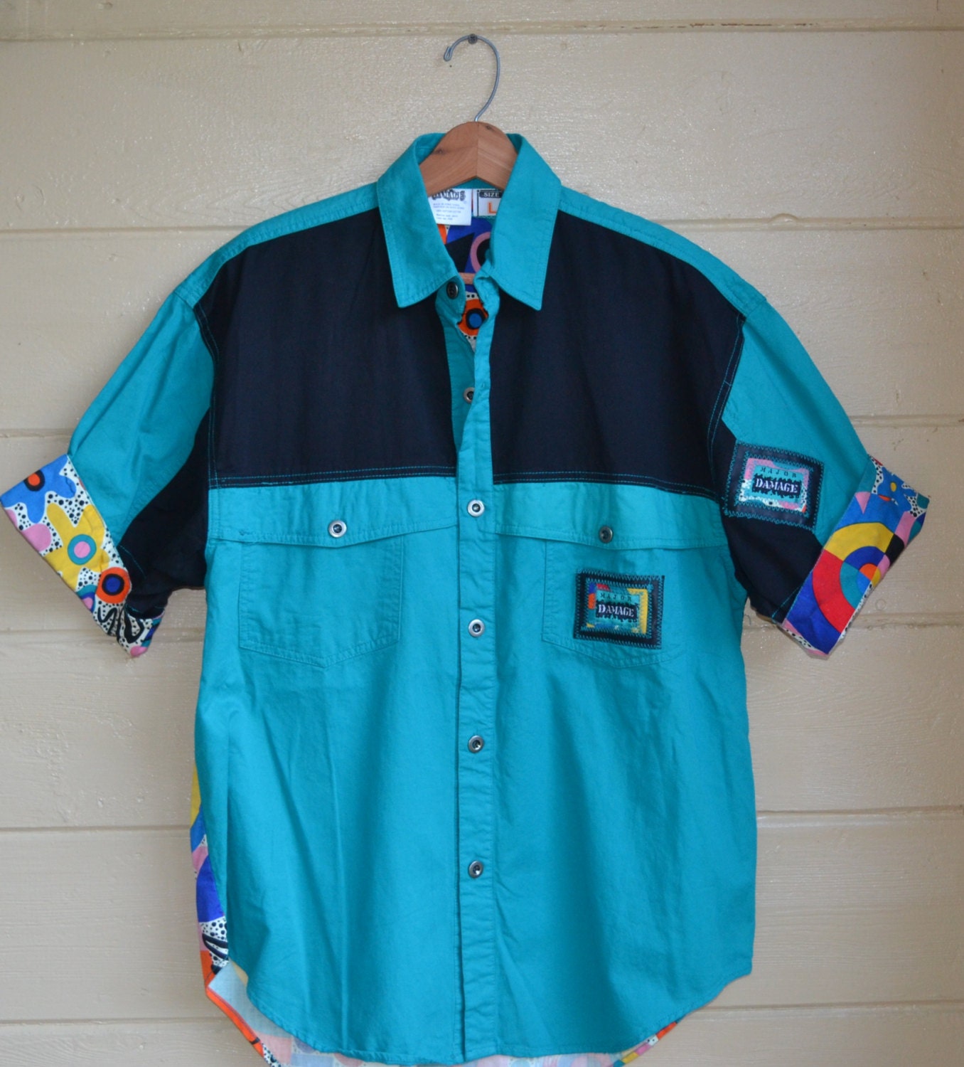 Vintage 80s Retro Old School Shirt Men's Button Up Shirt