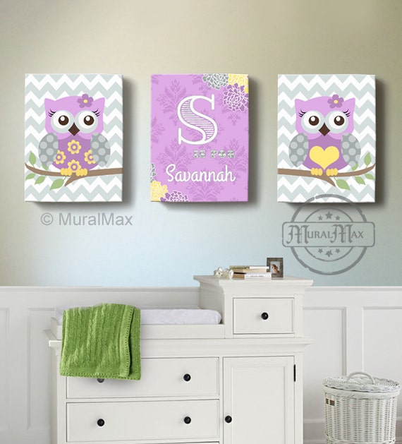 Girls wall art Baby Nursery Decor OWL canvas art Owl