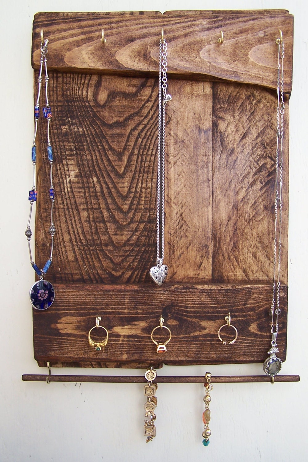 Jewelry Organizer Rustic Jewelry Holder Craft Organizer Wooden