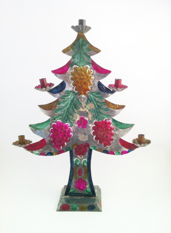vintage mexican tin christmas tree candelabra mexican folk art vintage mexican tin christmas tree candelabra mexican folk art
