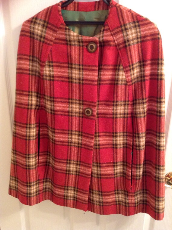 Vintage Red Plaid Cape / Mad About Plaid by Cheapvintagefashion