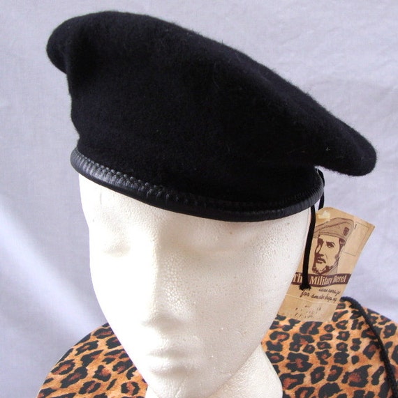 Vintage mens hat military beret 1960s wool US Air