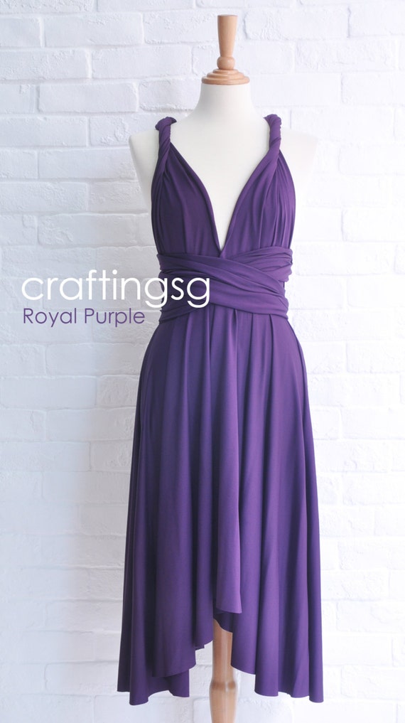 Dress Infinity Dress Royal Purple Knee Length Wrap Convertible Dress ...