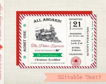 Polar Express Invitation, Christmas Party Invitation, Polar Express Party, Polar Express Ticket, Holiday Party Invitation, Invite