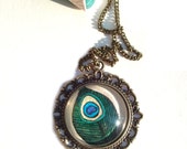 Peacock Feather Necklace - Hand drawn - Beauty - Henna - Mehndi - Colorful - Feather