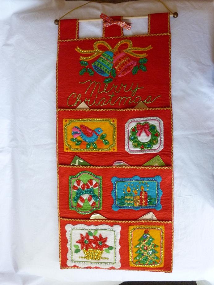 Christmas Card Holder Vintage Felt Wall Hanging Greetings Card