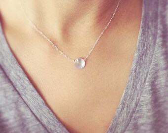 Hammered Sterling Silver Disc Necklace - Silver disc necklace
