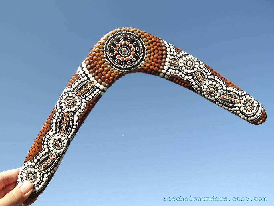 Authentic Aboriginal Boomerang Hand painted Dot Art