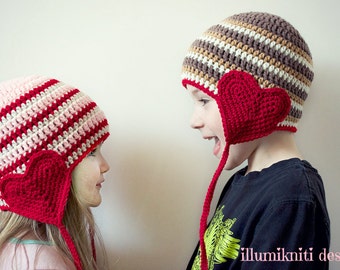 Valentine Day Crochet Hat - Kids Valentine Day Hat - Valentine Day Photography Prop - Valentine Day Prop - Made to Order