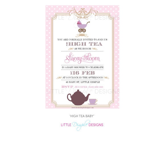 Classy High Tea Girl Baby Shower Printable Invitation