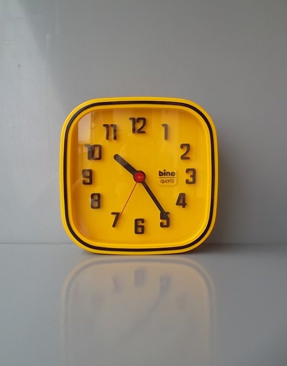 Yellow wall clock Retro Clock Vintage wall clock BINO