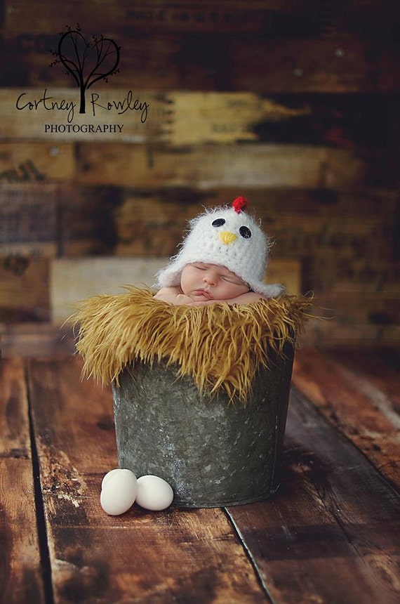 Newborn chicken hat photography prop rooster hat farm