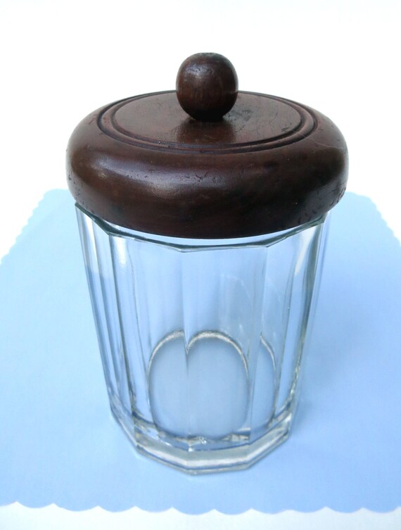 Heavy 12sided Vintage Glass Tobacco Humidor Jar Storage