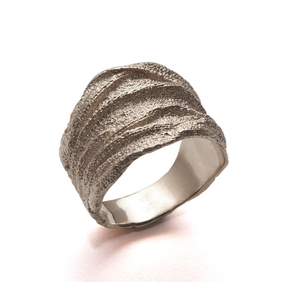 White Gold Ring , Handmade ring, Unisex Ring , Wedding Ring , Wedding ...