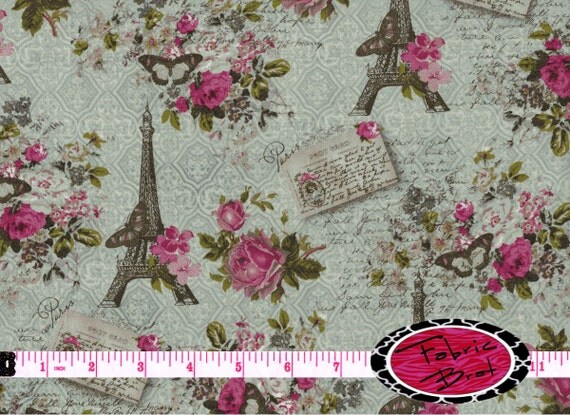 PARIS Fabric by the Yard Fat Quarter POST CARD by FabricBrat