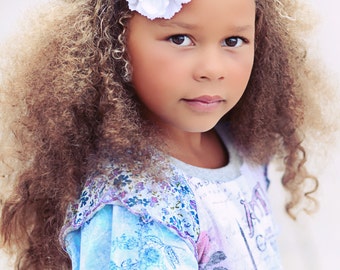 White Headband, white Flower Girl Headband, white and Pink Headband, white flower headband, white birthday headband, white baptism headband