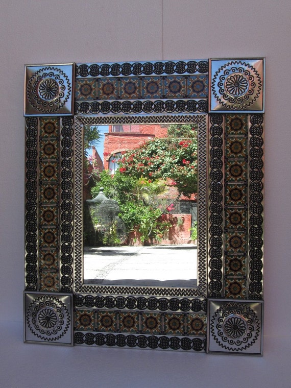 PUNCHED TIN MIRROR handmade mexican folk art mirrors wall