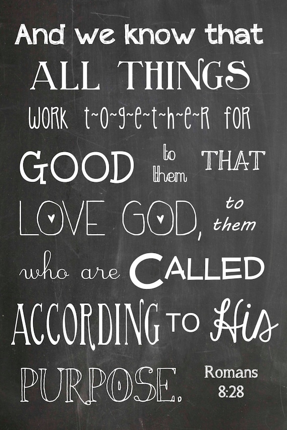 Items similar to Chalkboard Printable - Romans 8:28 - Printable 24x36 ...