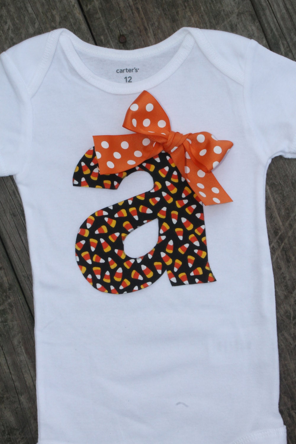 Halloween Onesie Candycorn Onesie Fall Onesie Initial