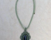 Macrame necklace with Huichol Obsidian (natural stone)