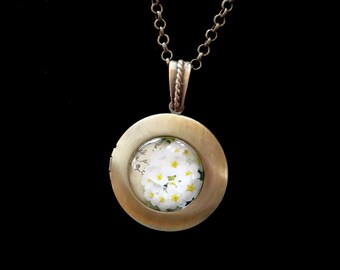 White Flowers Photo Locket