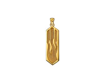 Mezuzah Pendant with Shin in 14k Ye llow Gold ...