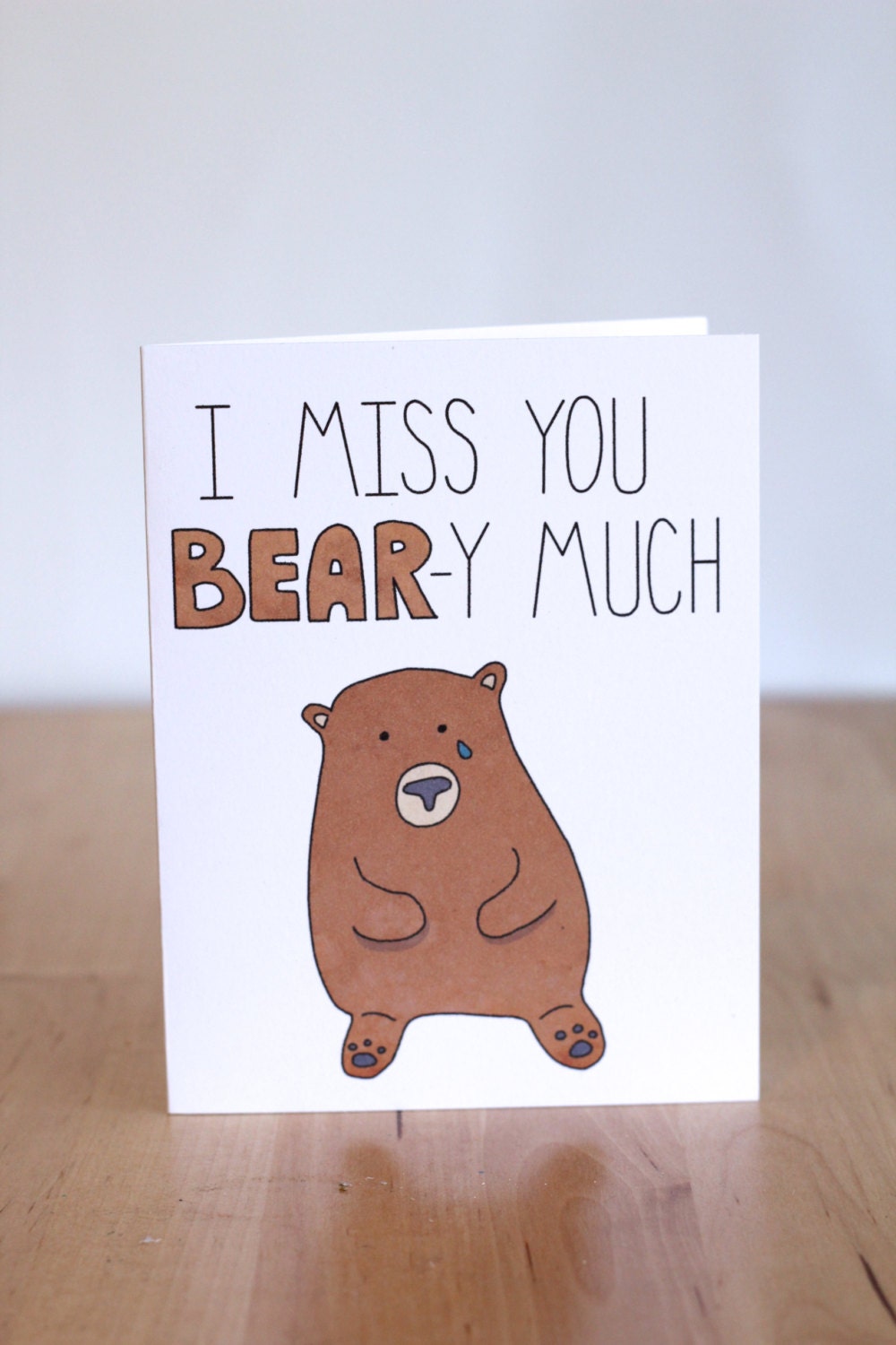 I Miss You Bear y Very Much. Pun. Cute Bear. Blank. Funny.