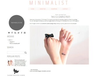 Minimalist - Premade Blogger Template Simple Instant Download