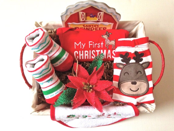Baby's First Christmas Outfit for newborn Gift Basket